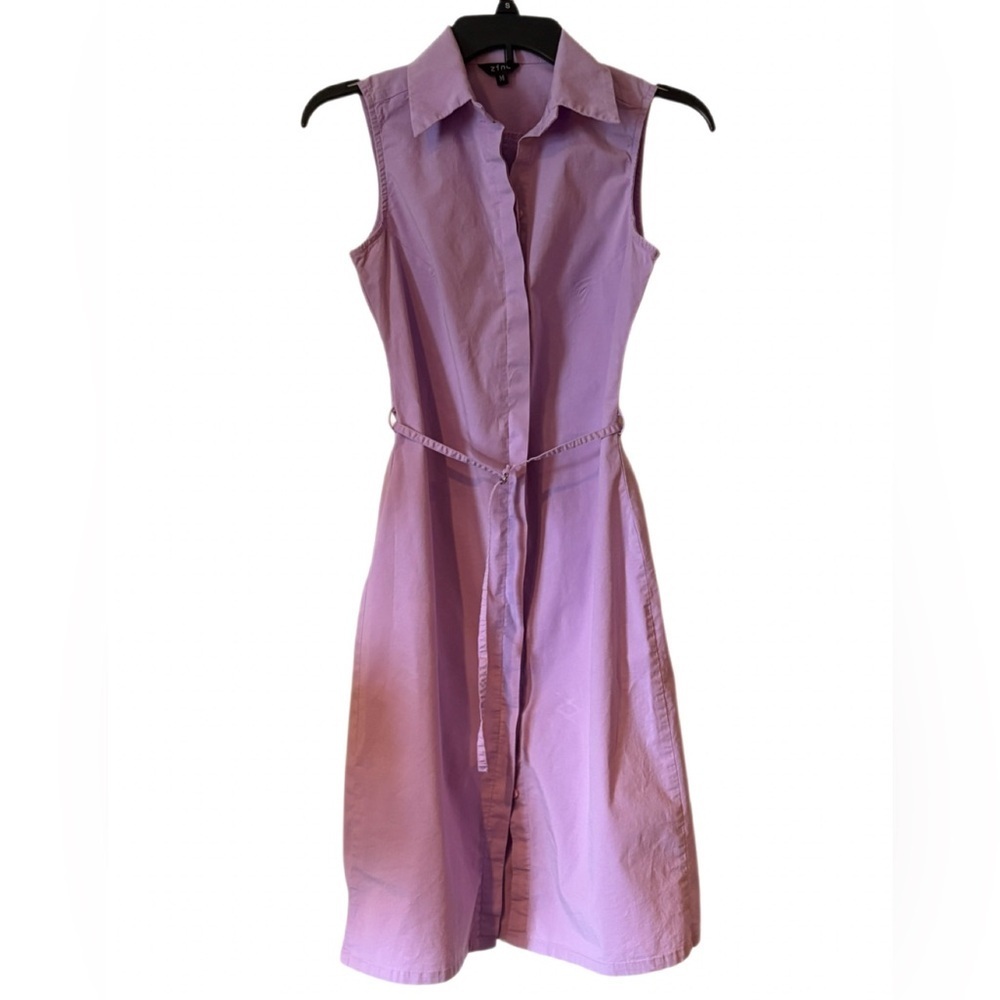 Zinc Button Down Belted Dress, Size Medium